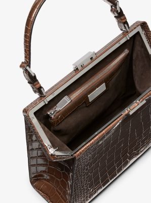 Simone Crocodile Embossed Leather Satchel