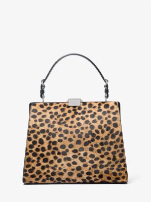 Simone Cheetah Print Calf Hair Satchel Michael Kors