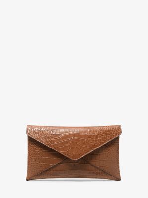 Mia Crocodile Embossed Leather Envelope Clutch image number 0