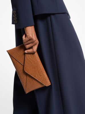 Mia Crocodile Embossed Leather Envelope Clutch image number 2