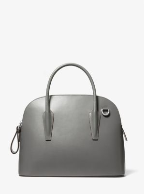Michael Kors Kaitlin Large Leather Dome Satchel In Gray