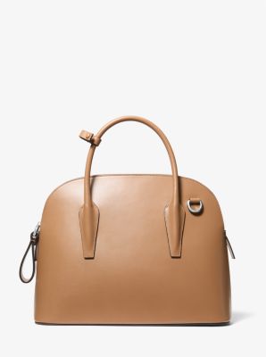Michael Kors Kaitlin Large Leather Dome Satchel In Brown