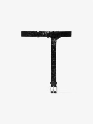 Kaitlin Crocodile Embossed Leather Trouser Belt