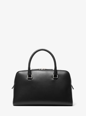Michael Kors Kasia Medium Leather Satchel In Black