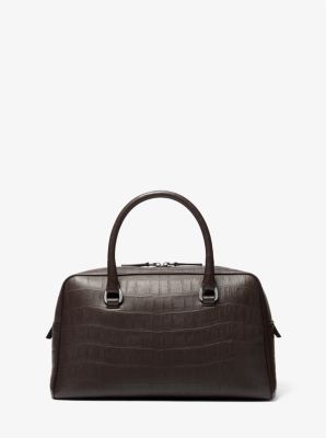 Michael Kors Kasia Medium Crocodile Embossed Leather Satchel In Brown