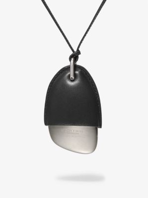 Pewter and Leather Wrapped Pendant Necklace