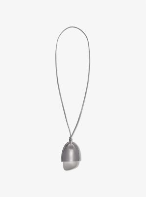 Michael Kors Collection Pewter and Leather Wrapped Pendant Necklace