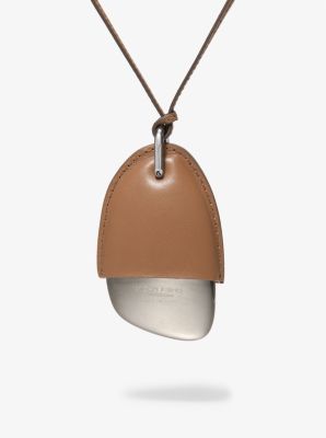 Pewter and Leather Wrapped Pendant Necklace