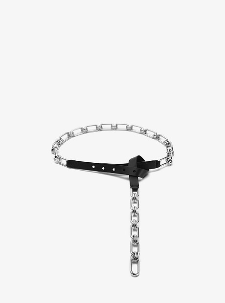 Chain-Link Leather Belt - BLACK - 31F6PBLR1L
