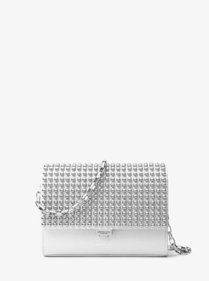 michael kors white leather clutch