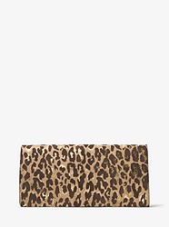 Christy Extra-Large Leopard Intarsia Suede Clutch - CHINO - 31F7BCHC1Q
