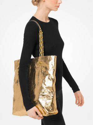 Angelina Metallic Snakeskin Tote Bag