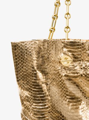 Angelina Metallic Snakeskin Tote Bag