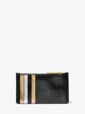 Small Crackled Metallic Leather Card Case image number 2