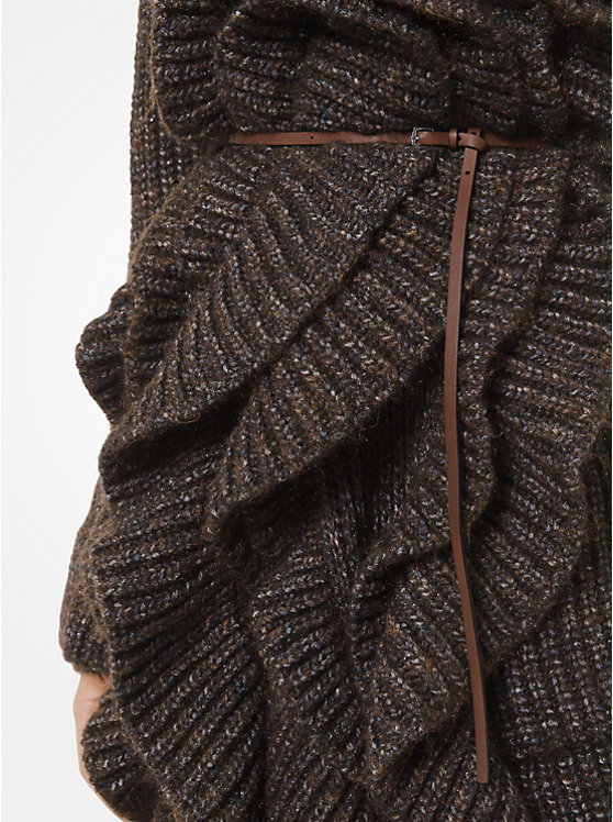 Calf Leather Extended-Loop Skinny Waist Belt image number 1
