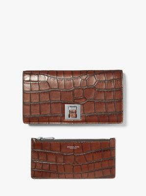 MICHAEL MICHAEL KORS Medium Crossgrain Leather Wallet COLOR LUGGAGE RETAIL  $258