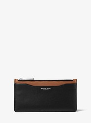 Large Two-Tone Leather Card Case - BLACK - 31F9PRNC3L