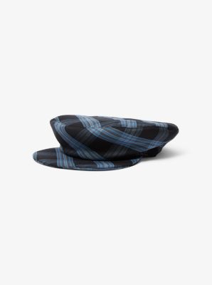 Glen Plaid Stretch Wool Newsboy Cap