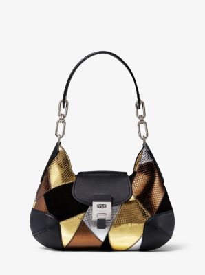 Bancroft Medium Patchwork Metallic Snakeskin Convertible Shoulder Bag | Michael  Kors