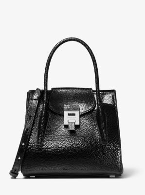 Bancroft Medium Crackled Calf Leather Satchel | Michael Kors