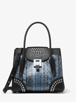 Bancroft Medium Snake and Studded Leather Satchel | Michael Kors