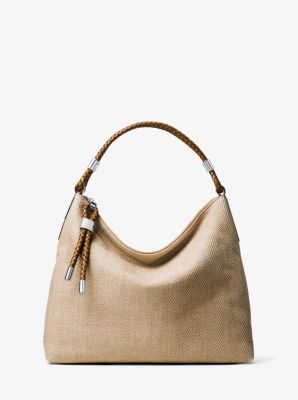 white woven shoulder bag