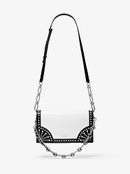 Courtney Spectator Studded Calf Leather Shoulder Bag - OPTIC WHITE - 31R0PCUF3A