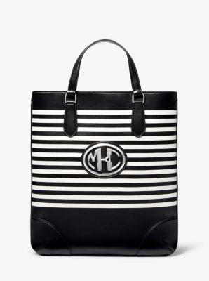 michael kors black and white striped purse