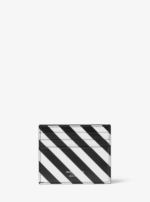 Small Striped Leather Card Case image number 0