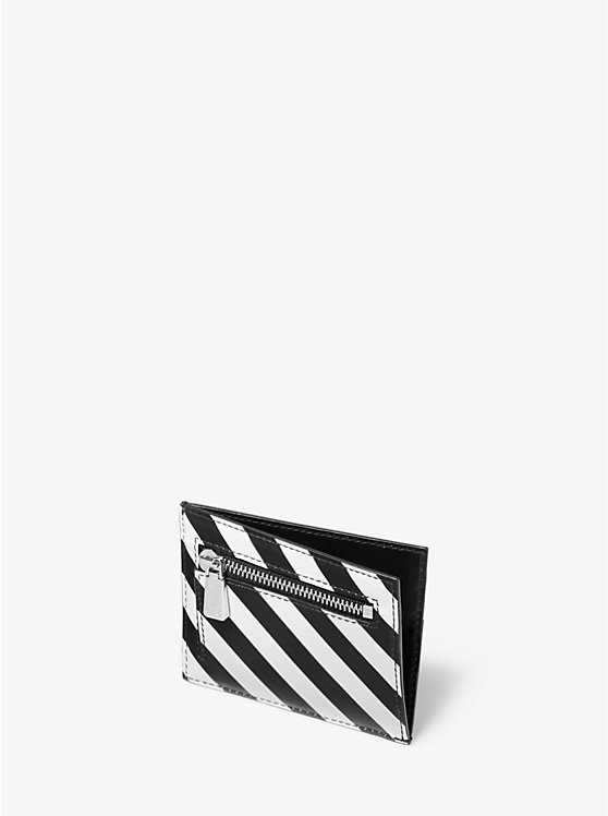 Small Striped Leather Card Case image number 1