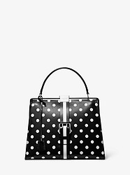 Simone Polka Dot Calf Leather Belted Top-Handle Bag - BLACK - 31R0PSMS7M