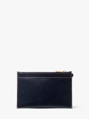 Anchor Embellished Leather Wristlet