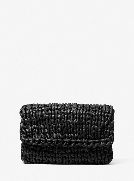 Carly Hand-Knit Leather Envelope Clutch  - BLACK - 31S1OCLC3N