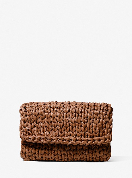 Carly Hand-Knit Leather Envelope Clutch  - CHESTNUT - 31S1OCLC3N