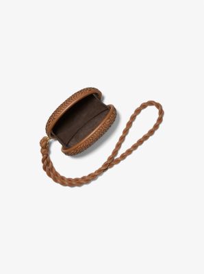 Joni Hand-Woven Leather Minaudi&egrave;re in CHESTNUT | Michael Kors