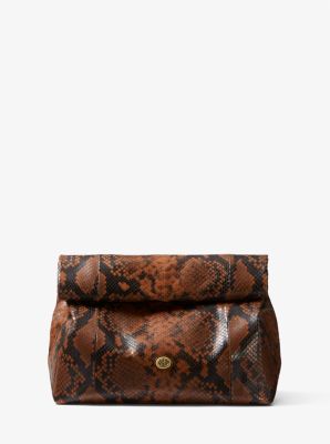 Monogramme Python Embossed Lunch Bag Clutch | Michael Kors