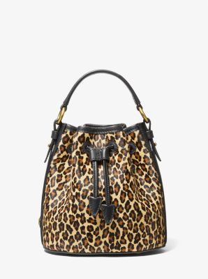 Leopard Print Bucket Bag Leather Women's Shoulder Bag 