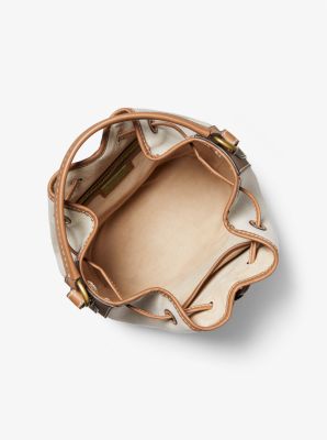 Monogramme Medium Linen Bucket Bag in NATURAL | Michael Kors