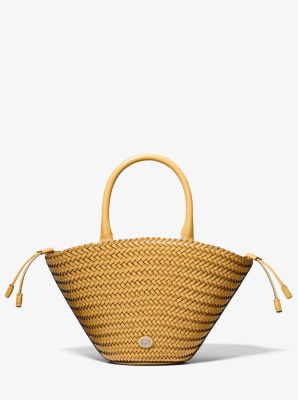 Michael michael kors mott online woven leather market tote