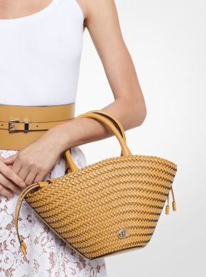 Michael kors woven leather hot sale bag