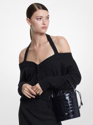 Bombonera Audrey mediana de piel con motivo de cocodrilo en relieve in NEGRO | Michael Kors