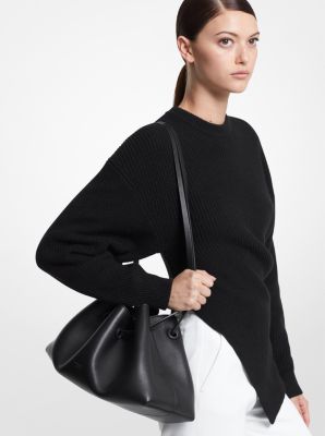 【LOW CLASSIC】24FW LEATHER MEDIUM BAG (BLACK) Luxury Leather Bag | Black Leather Handbag | Veg Tan Leather