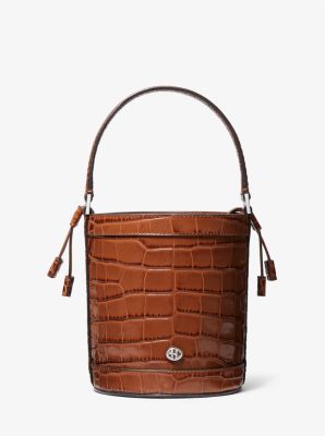 Beuteltasche Audrey Medium aus Leder mit Krokodilprägung image number 0