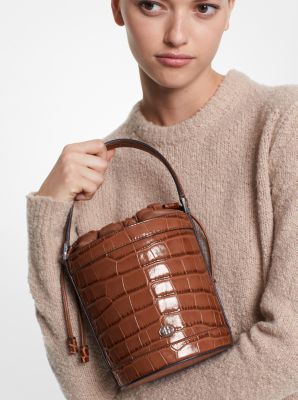 Beuteltasche Audrey Medium aus Leder mit Krokodilprägung image number 2