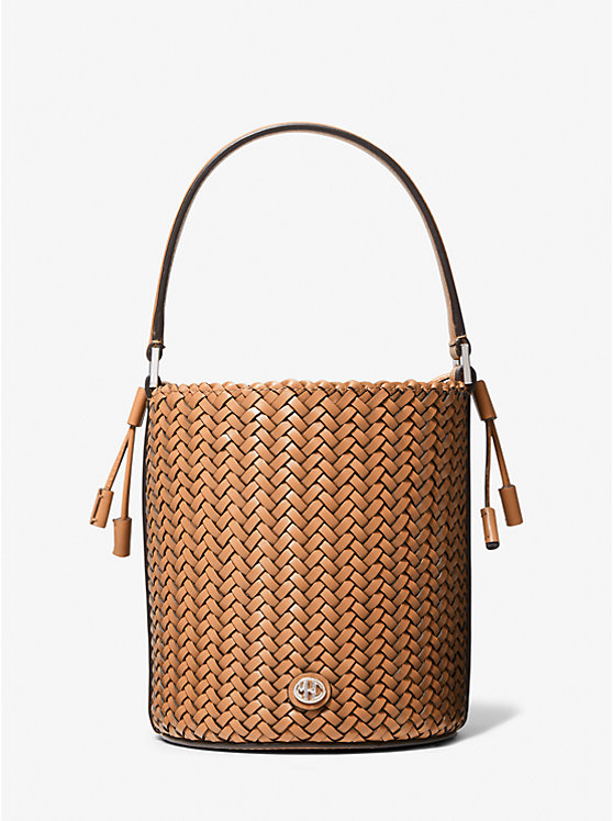 Audrey Medium Woven Leather Bucket Bag image number 0