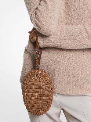 Gramercy Rattan and Crocodile Embossed Leather Minaudie re image number 0