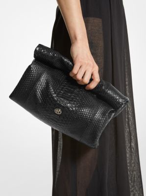 Monogramme Medium Python Embossed Leather Lunch Box Clutch