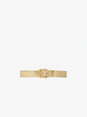 Metallic Crocodile Embossed Leather Trouser Belt