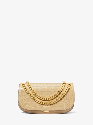 Donna Michael Kors Pochette Monogramme in pelle stampa pitone metallizzata  Oro