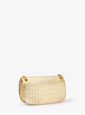 Christie Mini Metallic Crocodile Embossed Leather Envelope Bag